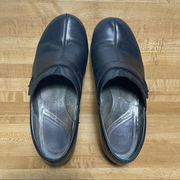 Dansko Solstice Side Button Clog Shoe Slip On 40 Black Leather Monk Professional - Picture 5 of 8